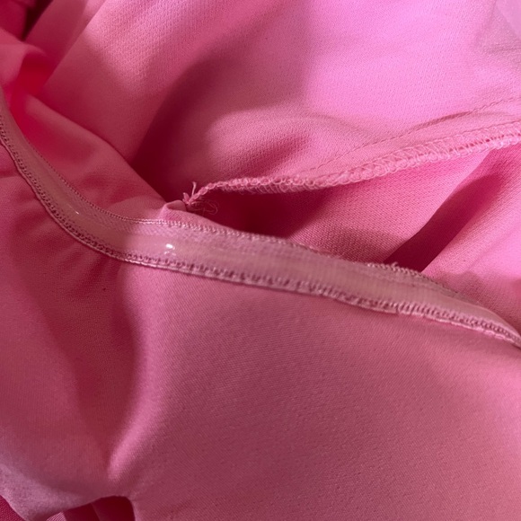 Women's Pretty Little Things Powder Pink Deep V Neck Collar Mini Dress Size 6 - Picture 3 of 9